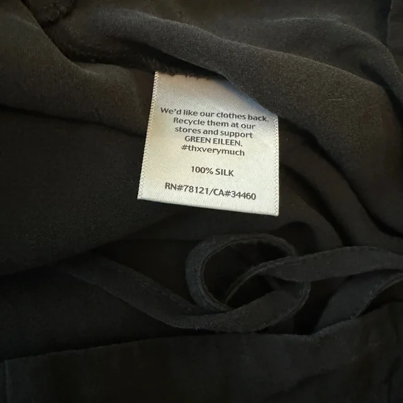 COPY - Eileen Fisher Black Silk Drawstring Skirt with Pockets 2X - Picture 5 of 7